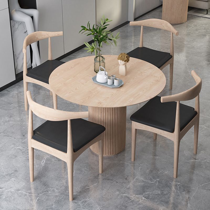 Round Pedestal Casual Dining Table Light Wood Color Fixed Table with Pinewood Solid Wood Clearhalo ' dining_table' 'Dining Tables & Seating' 'Dining Tables' 'furn' 'furn_dining_table' 'Furniture' 'furniture_dining_table' 'Kitchen & Dining Furniture' 'kitchen&dining_furn' 'kitchen' 'kitchen_dining_table' 1200x1200_3bdfa1ad-9415-44d2-a34b-7e486529fe00