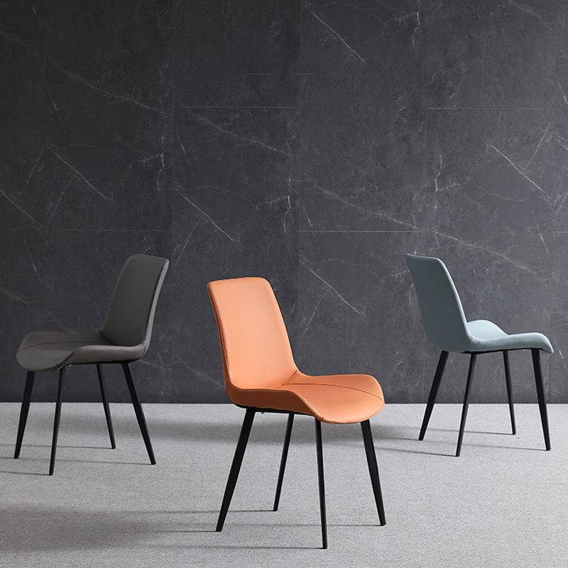 Metal Industrial Dining Chair with Black Legs Metallic Finish Solid Back Side Chair Clearhalo 'Dining Chairs' 'Dining Tables & Seating' 'dining_chair' 'furn' 'furn_dining_chair' 'Furniture' 'furniture_dining_chair' 'Kitchen & Dining Furniture' 1200x1200_3be0b696-9166-47b0-aa74-a18c9bf758f6