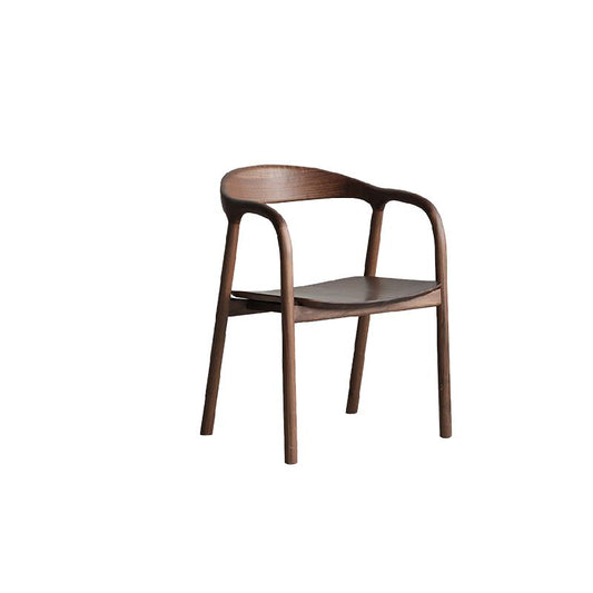 Silla de comedor de brazo de madera de nuez interior contemporánea en marrón