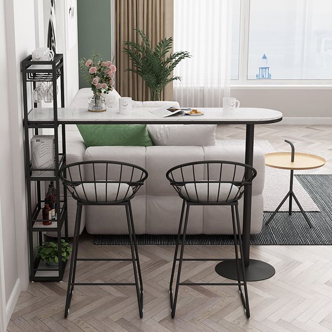 White Rectangle Bar Table Contemporary Bar Table with Sled Base Clearhalo 'Bar Furniture' 'Bar Tables' 'bar_tables' 'furn' 'furn_bar_tables' 'Furniture' 'furniture_bar_tables' 'Kitchen & Dining Furniture' 1200x1200_3be1fa1a-8548-47da-a9c8-55a7582f601d