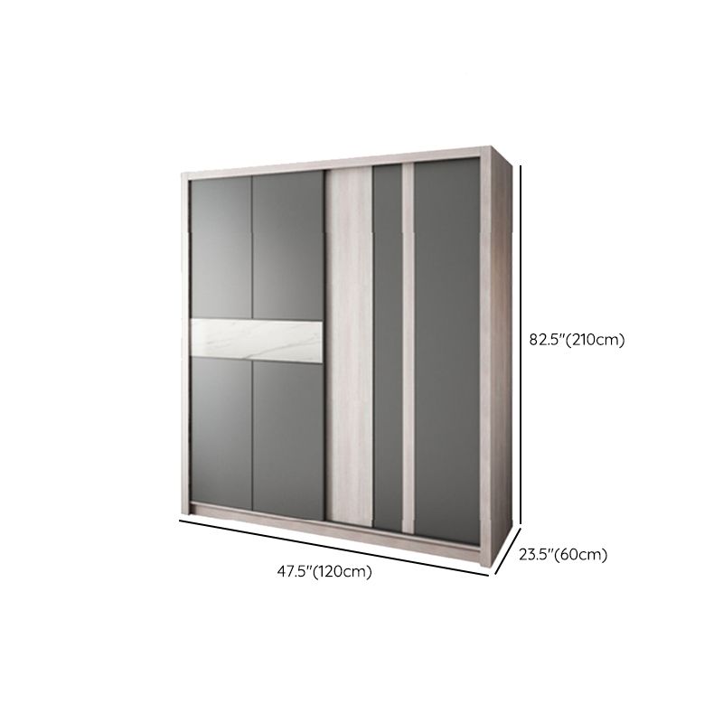 Grey Sliding Wardrobe Cabinet Contemporary Wardrobe Armoire for Bedroom Clearhalo 'Armoires & Wardrobes' 'armoires_wardrobes' 'Bedroom Furniture' 'furn' 'furn_armoires_wardrobes' 'Furniture' 1200x1200_3be2307d-4ebb-4c4c-8646-90997d479a09