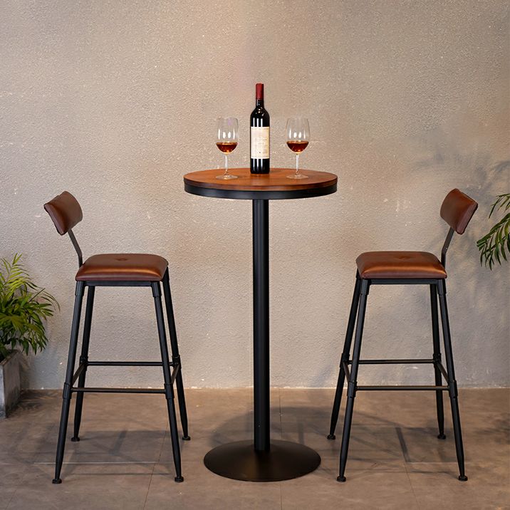 Round Wooden Pub Table Industrial Brown Bistro Bar Table with Metal Pedestal Clearhalo 'Bar Furniture' 'Bar Tables' 'bar_tables' 'furn' 'furn_bar_tables' 'Furniture' 'Kitchen & Dining Furniture' 1200x1200_3be2c597-3ba4-4ae0-b2f2-df261a0c6873