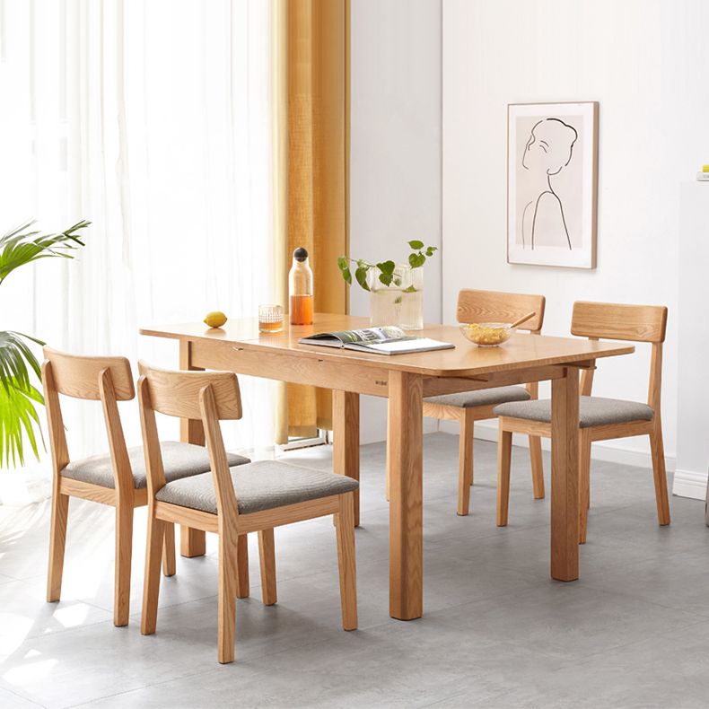 1/5 Piece Solid Wood Rectangle Dining Room Chair and Table Set