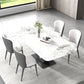 Contemporaneo 1/4/5/6/7 pezzi sala da pranzo tavolo mobili in pietra rettangolo in bianco