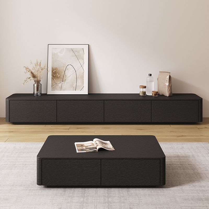 Modern Black TV Console Engineered Wood Cable Management Media Console Clearhalo 'furn' 'furn_tv_stands_entertainment_centers' 'Furniture' 'Living Room Furniture' 'TV Stands & Entertainment Centers' 'TV Stands & Media Storage Furniture' 'tv_stands_entertainment_centers' 1200x1200_3be4d0a3-47dc-4dec-b22d-f8db2fba3f33