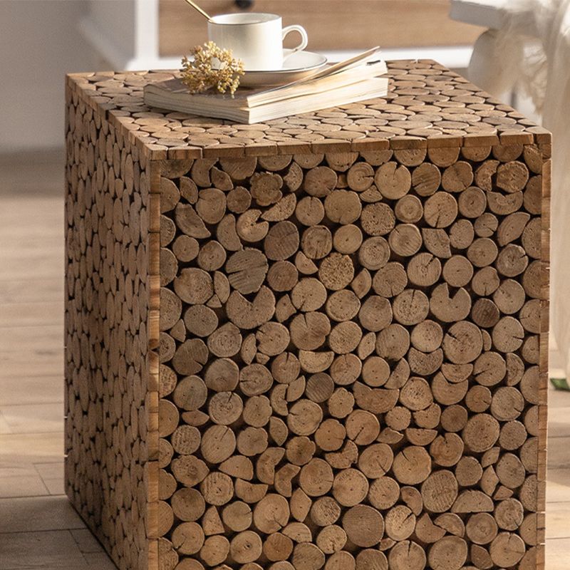 Tavolo laterale quadrato in stile country tavolino in legno solido naturale