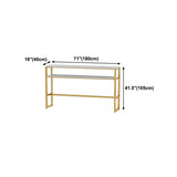 Glam Rectangle Faux Marble Bistro Table Indoor Iron Bar Dining Table with Trestle Pedestal Clearhalo 'Bar Furniture' 'Bar Tables' 'bar_tables' 'furn' 'furn_bar_tables' 'Furniture' 'furniture_bar_tables' 'Kitchen & Dining Furniture' 1200x1200_3be6e108-876a-4734-b0c2-da1f3b0ff246