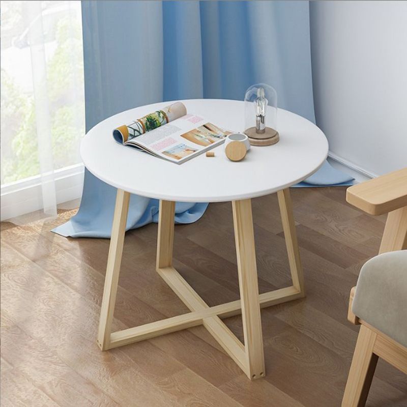 Tavolino laterale di gambe trasversali alte 27,5 "tavolo laterale tondo naturale/ bianco