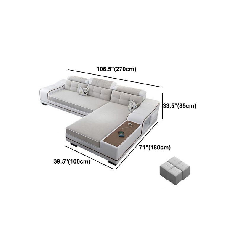 Modern Style Sectional Tufted Back Ramp Armrest White Storage Rack Sofa Clearhalo 'furn' 'furn_sectionals' 'Furniture' 'Living Room Furniture' 'Sectionals' 1200x1200_3be7cc69-4c48-4506-84b3-2b488fc4415c