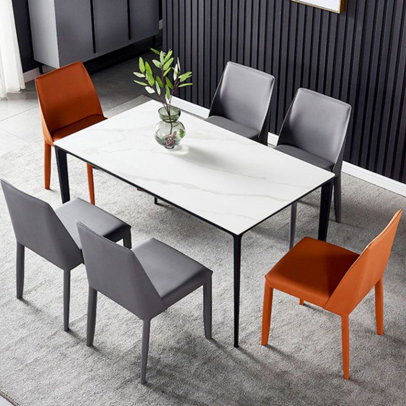 Modern Rectangle Dining Table Sintered Stone Top Table with 4 Black Metal Legs Clearhalo 'Dining Tables & Seating' 'Dining Tables' 'dining_table' 'furn' 'furn_dining_table' 'Furniture' 'Kitchen & Dining Furniture' 1200x1200_3be81e23-78e3-406b-91f6-781b4008f17d