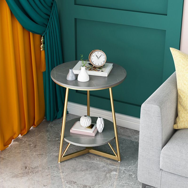 Modern Style Round Sintered Stone Top Gold/Black Metal Base Side Table Clearhalo 'Coffee & Accent Tables' 'End & Side Tables' 'end_side_table' 'end_side_tables' 'furn' 'furn_end_side_tables' 'Furniture' 'furniture_end_side_table' 'Living Room Furniture' 1200x1200_3be848bf-88c8-42a5-a6b1-b22fa7fdf941