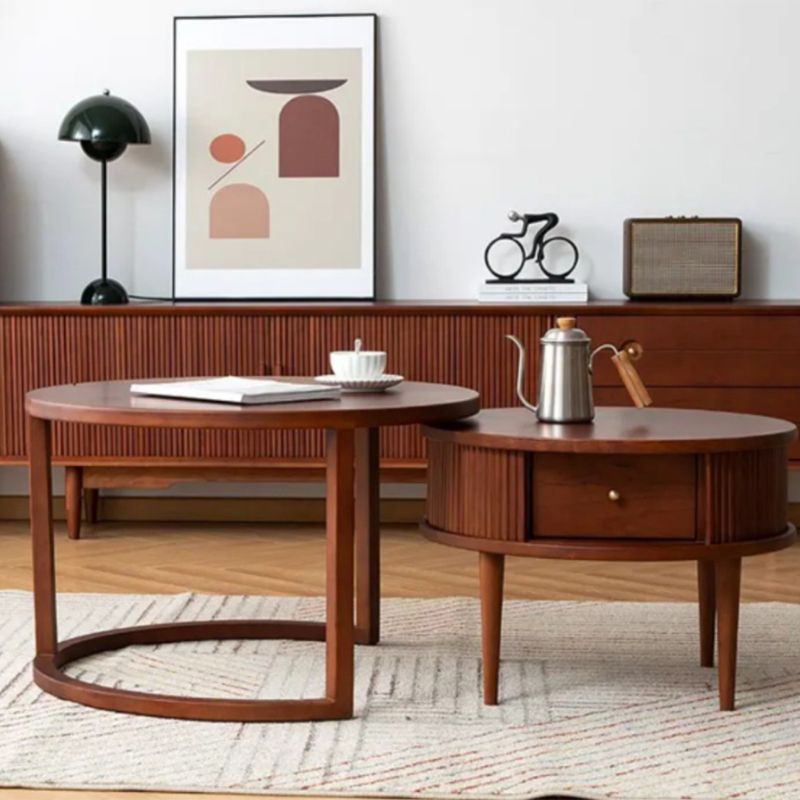 Table basse contemporaine Table basse ronde en bois massif