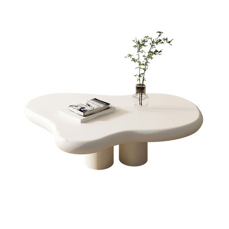Modern Wooden Free Form Top Coffee Table 4 Legs Cocktail Table