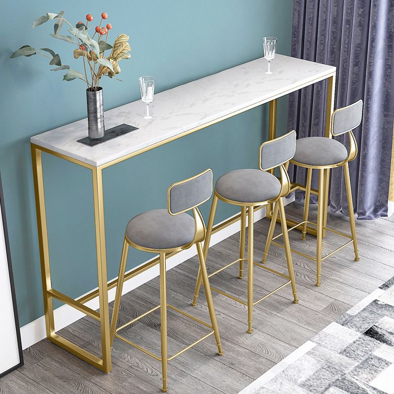 Glam Armless Backrest Counter Stool Iron Bar Stool with Cushion and Pedal for Balcony