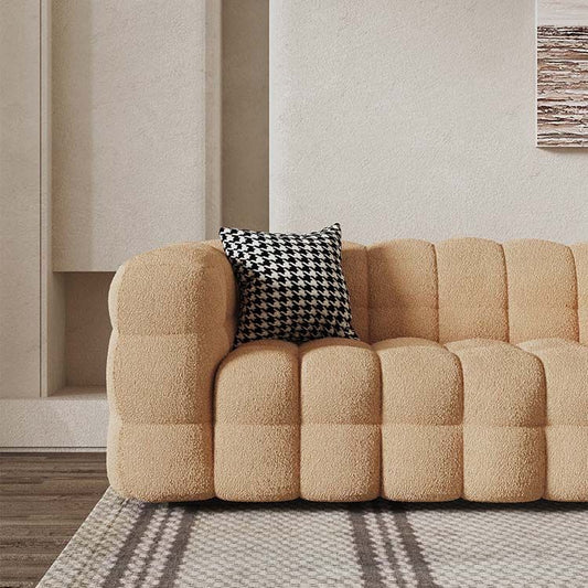 Brone Contemporary  Wool Sofa with Biscuit Back and Tuxedo Arm