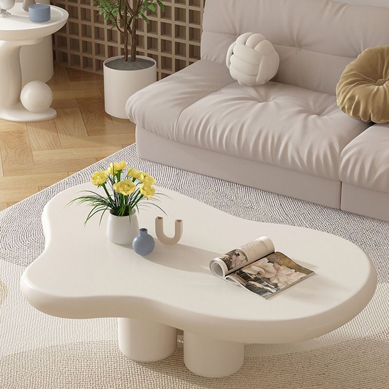 Modern Wooden Free Form Top Coffee Table 4 Legs Cocktail Table