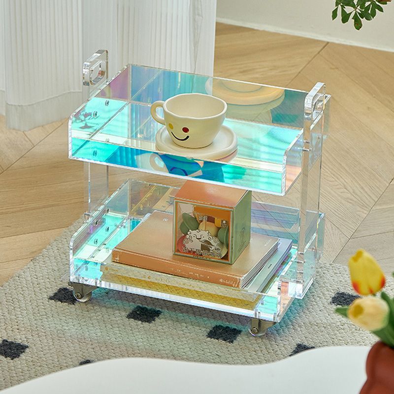 Modern Acrylic Rectangular End Table Double Tier Corner Table with Storage Clearhalo 'Coffee & Accent Tables' 'End & Side Tables' 'end_side_tables' 'furn' 'furn_end_side_tables' 'Furniture' 'Living Room Furniture' 1200x1200_3bed8709-c3cc-4c7b-9963-db177acf0c1a