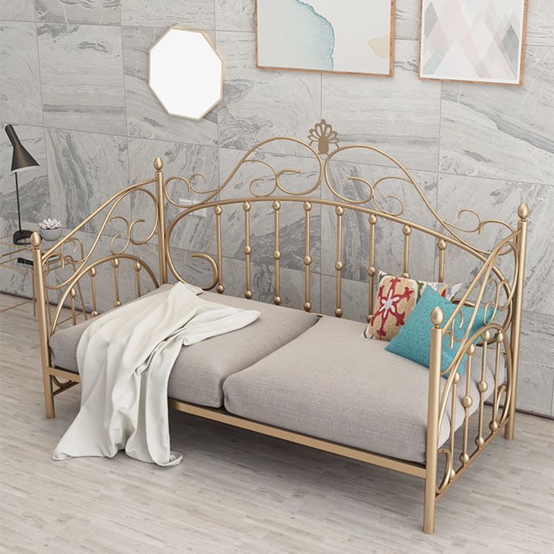 Luxurious Open-Frame Bed 45.28-inch High Metal Child's Bed with Headboard