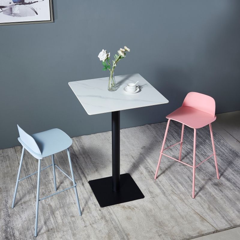 Industrial Black Iron Bar Dining Table Stone Top Engineered Wood Indoor Bistro Table Clearhalo 'Bar Furniture' 'Bar Tables' 'bar_tables' 'furn' 'furn_bar_tables' 'Furniture' 'furniture_bar_tables' 'Kitchen & Dining Furniture' 1200x1200_3bee0e36-35eb-4fa3-b707-54608b0122be