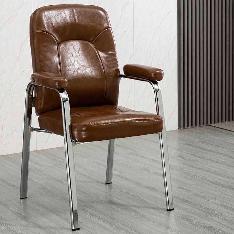 Contemporary Style Leather Dining Chairs Solid Back Arm Dining Side Chairs Clearhalo ' kitchen&dining_furn' 'Dining Chairs' 'Dining Tables & Seating' 'dining_chair' 'furn' 'furn_dining_chair' 'Furniture' 'furniture_dining_chair' 'Kitchen & Dining Furniture' 'kitchen' 1200x1200_3bee7132-b1e2-4a03-a996-f6b7774d11bb