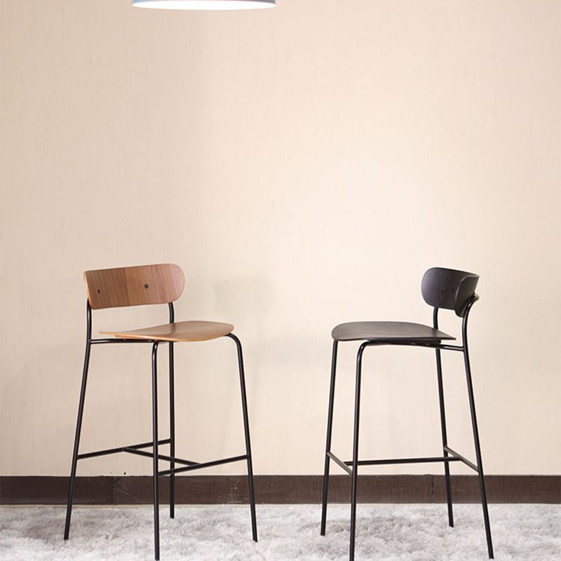 Black Metal Barstool Industrial Indoor Tall Stool with Wood Seat, 1 Piece Clearhalo 'Bar Furniture' 'Bar Stools' 'bar_stools' 'furn' 'furn_bar_stools' 'furniture_bar_stools' 'Kitchen & Dining Furniture' 'kitchen&dining_furn' 'kitchen' 'kitchen_furn' Furniture' 1200x1200_3bf0313a-753f-4693-85db-d2122ca7f42f