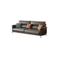 Flared Arm Sofa with Bolster Pillows Modern Leather Sofa in Brown
