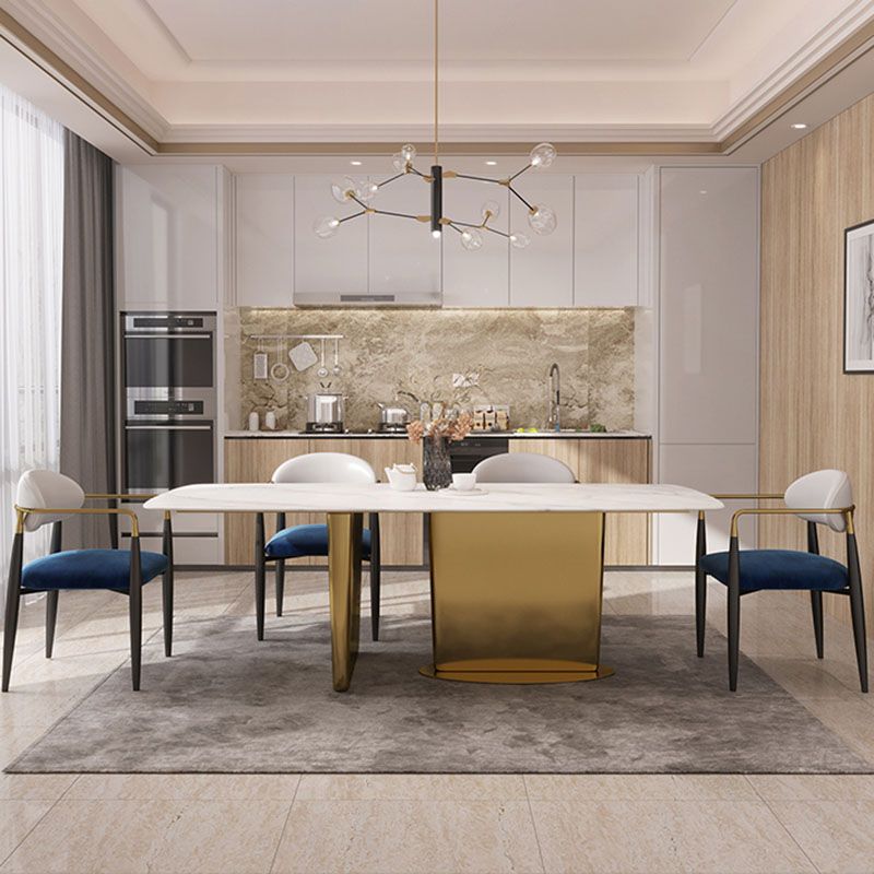 Moderne eetkamerstoel met open rug en metalen poten