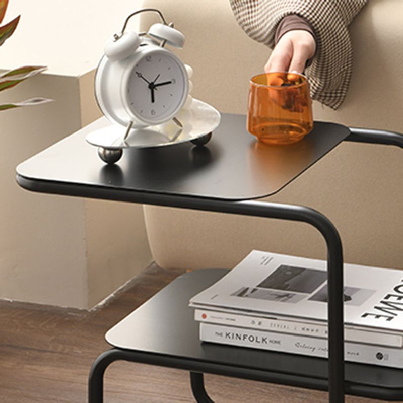 Modernistic Sled Base Side Table Rectangular Metal Top End Table with Shelf Clearhalo 'Coffee & Accent Tables' 'End & Side Tables' 'end_side_tables' 'furn' 'furn_end_side_tables' 'Furniture' 'Living Room Furniture' 1200x1200_3bf3333b-d24e-458e-a48e-55e6bf3805db