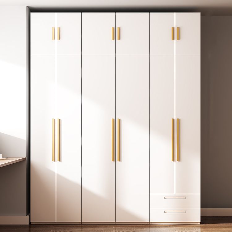 Modern Metal Wardrobe Armoire Freestanding Wardrobe in White Clearhalo 'Armoires & Wardrobes' 'armoires_wardrobes' 'Bedroom Furniture' 'furn' 'furn_armoires_wardrobes' 'Furniture' 1200x1200_3bf5cdec-8d0c-4819-9935-2ce3dc9cdd2e