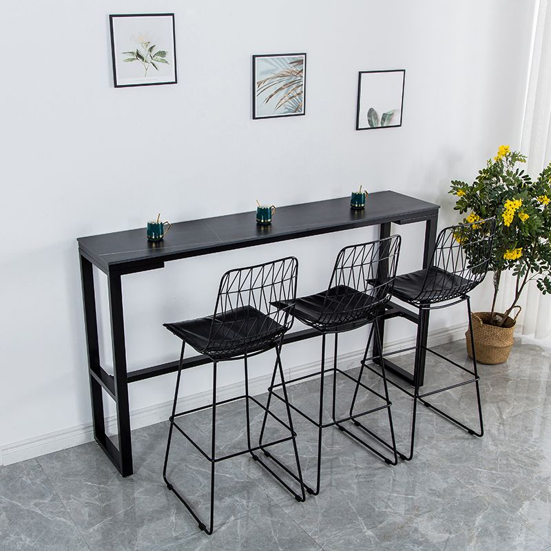Matte Finish Stone Top Bistro Table with Black Metal Frame for Home Clearhalo 'Bar Furniture' 'Bar Tables' 'bar_tables' 'furn' 'furn_bar_tables' 'Furniture' 'Kitchen & Dining Furniture' 1200x1200_3bf60c3f-e61c-4f80-8f63-52841a318de9