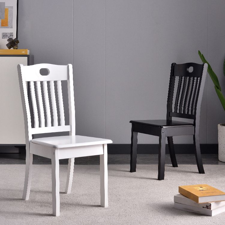 Modern Rubberwood Slat Back Chair Matte Finish Wood Dining Chair Clearhalo 'Dining Chairs' 'Dining Tables & Seating' 'dining_chair' 'furn' 'furn_dining_chair' 'Furniture' 'Kitchen & Dining Furniture' 1200x1200_3bf709a6-c817-40f1-84fa-56732ebf4183