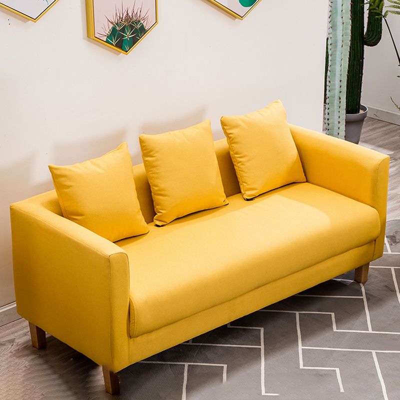 Sofá de lino escandinavo de cojín de un solo amortiguador de 3 plazas con 3 almohadas