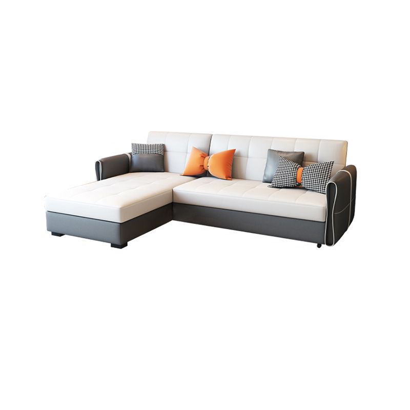 ミッドセンチュリーモダンタイトバックソファフェイクレザースクエアアームソファ