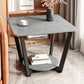 Modernistic Metallic Pedestal End Table Metal Rectangular Slate Top Side End Table