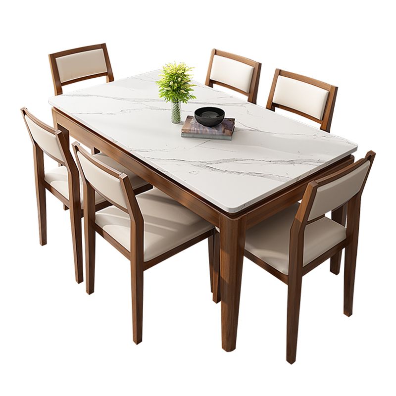 Modern Style Dining Table Set White Sintered Stone Dining Table with Solid Wood Base Clearhalo 'Dining Room Sets' 'Dining Tables & Seating' 'dining_room_set' 'Furniture' 'furniture_dining_room_set' 'Kitchen & Dining Furniture' 'kitchen&dining_furn' 'kitchen' 1200x1200_3bfd6298-ab10-4ca5-a07a-f65ea24421da