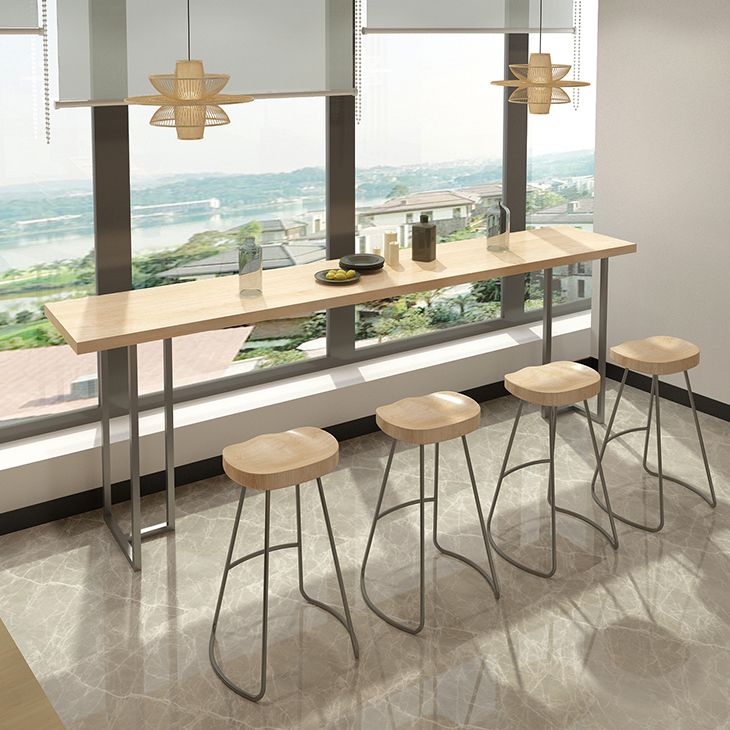 Modern Bistro Bar Table Rectangle Wood Double Pedestal Bar Table Clearhalo 'Bar Furniture' 'Bar Tables' 'bar_tables' 'furn' 'furn_bar_tables' 'Furniture' 'Kitchen & Dining Furniture' 1200x1200_3bfe7f6c-eb7f-46aa-aea6-cfddb54f9f51