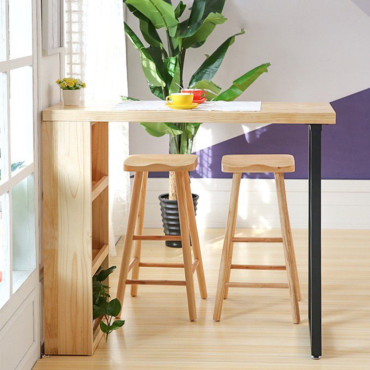 Mesa de barra de madera maciza rectangular de lujo Juego de mesa 1/2/3 piezas de mostrador con taburetes sin espalda