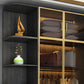 Modern Tempered Glass Doors Wardrobe Wood Frame Wardrobe without Light