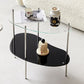 Modern Glass 2-shelf Side Table 4 Legs Sofa Side Accent Table
