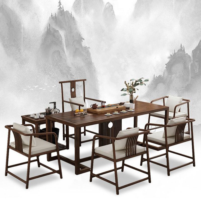 Industrial Elm Wood Dining Table Rectangle Table in Brown with Trestle Base Clearhalo ' dining_table' 'Dining Tables & Seating' 'Dining Tables' 'furn' 'furn_dining_table' 'Furniture' 'furniture_dining_table' 'Kitchen & Dining Furniture' 'kitchen&dining_furn' 'kitchen' 'kitchen_dining_table' 1200x1200_3c002006-1366-4929-b5f5-0b2a9acd993e