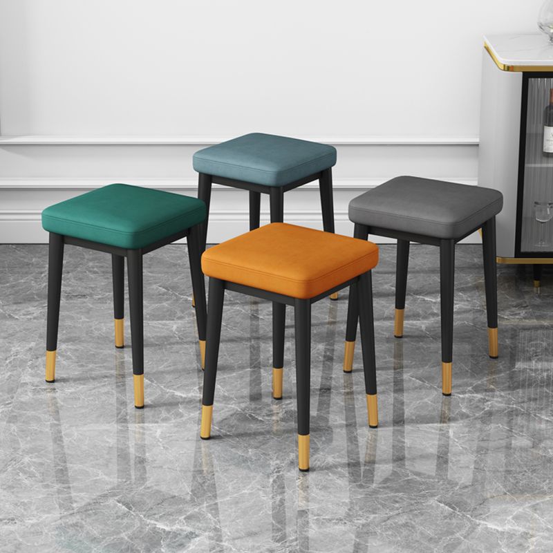 Square Footstools Ottoman Glam Solid Color Faux Leather Water Resistant Ottoman