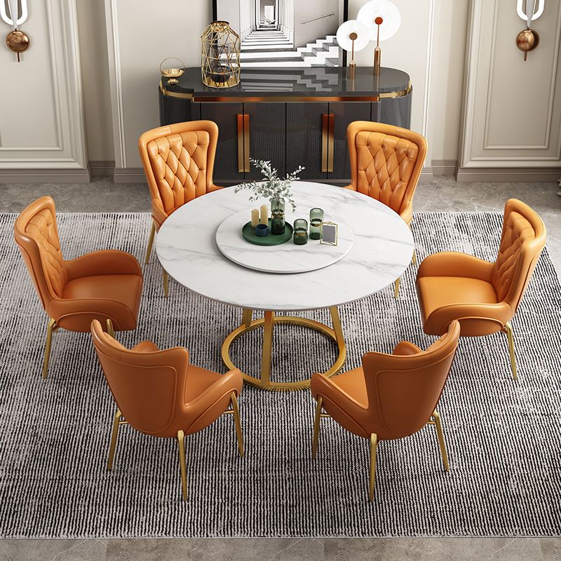 Sintered Stone Top Rotatable Round Table Modern Dining Table with Pedestal Base Clearhalo 'Dining Tables & Seating' 'Dining Tables' 'dining_table' 'furn' 'furn_dining_table' 'Furniture' 'furniture_dining_table' 'Kitchen & Dining Furniture' 'kitchen' 'kitchen_dining_table' 1200x1200_3c04b3e3-ccec-451d-9879-95a1d9fe1563