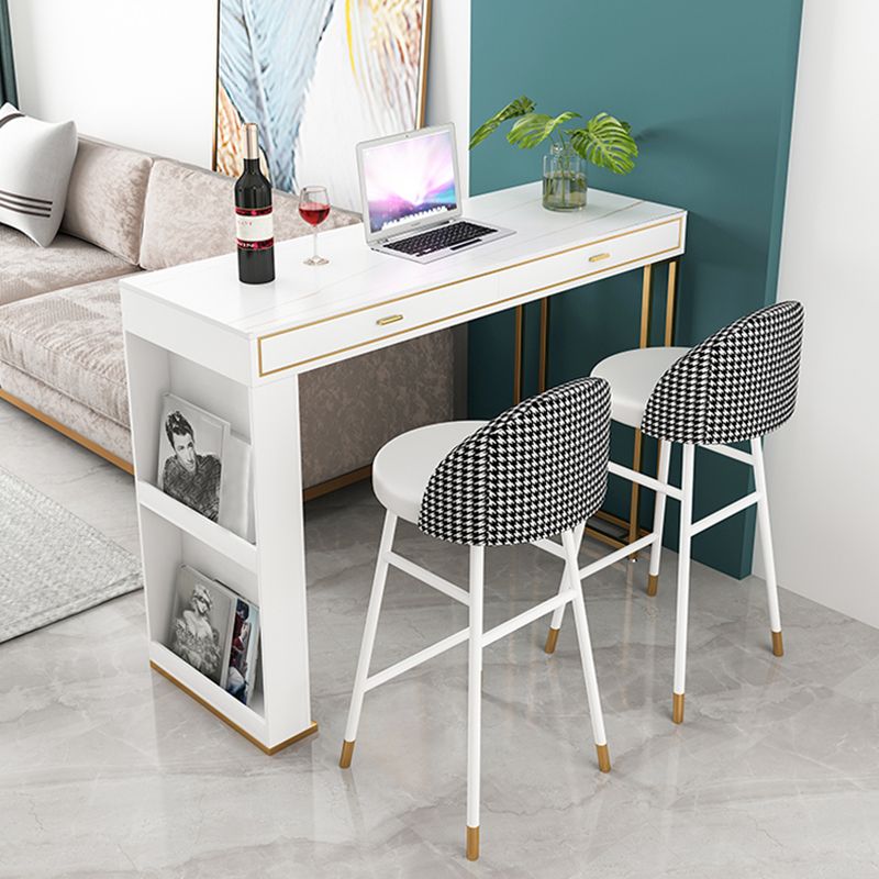 Kitchen Stone Top Counter Table Metal Base 42-inch Height Contemporary Bar Table Clearhalo 'Bar Furniture' 'Bar Tables' 'bar_tables' 'furn' 'furn_bar_tables' 'Furniture' 'furniture_bar_tables' 'Kitchen & Dining Furniture' 1200x1200_3c051966-e12b-4b36-b060-e399042b9933
