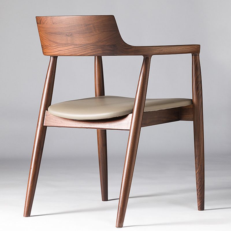 Home Kitchen Chair Open Back Solid Wood Dining Arm Chair in Brown Clearhalo 'Dining Chairs' 'Dining Tables & Seating' 'dining_chair' 'furn' 'furn_dining_chair' 'Furniture' 'Kitchen & Dining Furniture' 1200x1200_3c06025e-0de5-41a4-af0d-45ddb80aab16