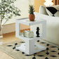 Tray Top Accent Side Table Metal Abstract Base End Table with Shelves