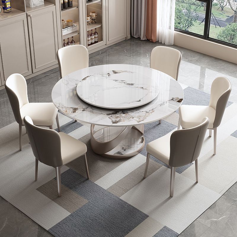 Stone Top Dining Table Round Modern Dining Table with Pedestal Base Clearhalo 'Dining Tables & Seating' 'Dining Tables' 'dining_table' 'furn' 'furn_dining_table' 'Furniture' 'furniture_dining_table' 'Kitchen & Dining Furniture' 'kitchen' 'kitchen_dining_table' 1200x1200_3c073317-e49b-443d-9527-e72a7d4218f5