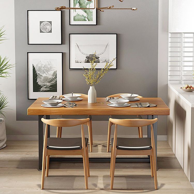 Industrial Rectangle Dining Table Set 1/2/5/6/7 Pieces Natural Solid Wood Dinette Set Clearhalo 'Dining Room Sets' 'Dining Tables & Seating' 'dining_room_set' 'furn' 'furn_dining_room_set' 'Furniture' 'Kitchen & Dining Furniture' 1200x1200_3c084cc1-89ac-4949-9827-c3e1f3f9f6ff