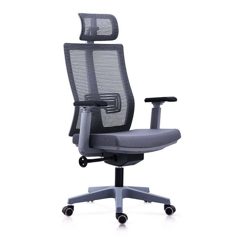 Poltrona contemporanea con supporto lombare grigio con sedia da ufficio con ruote