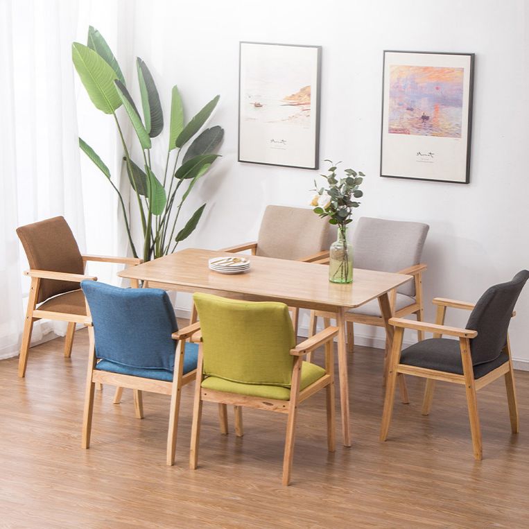 Scandinavian Rubberwood Solid Back Arm Chair Wood Dining Chair for Home Clearhalo ' kitchen&dining_furn' 'Dining Chairs' 'Dining Tables & Seating' 'dining_chair' 'furn' 'furn_dining_chair' 'Furniture' 'furniture_dining_chair' 'Kitchen & Dining Furniture' 'kitchen' 1200x1200_3c0f5825-e42b-4bd0-b3b2-f3b1b03de4c7