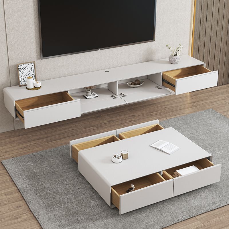 Modern White TV Console Wall Mounted Wood Media Console with Drawers Clearhalo 'furn' 'furn_tv_stands_entertainment_centers' 'Furniture' 'Living Room Furniture' 'TV Stands & Entertainment Centers' 'TV Stands & Media Storage Furniture' 'tv_stands_entertainment_centers' 1200x1200_3c108e9e-e7fd-46a0-a841-d07e804528a7